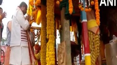 India News | Union Minister Dharmendra Pradhan Participates in Bahuda Yatra by Pulling Chariot of Goddess Subhadra in Koraput