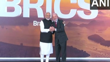 World News | PM Modi Shakes Hands, Shares Hug with Brazil Prez, as He Arrives for 17th BRICS Summit