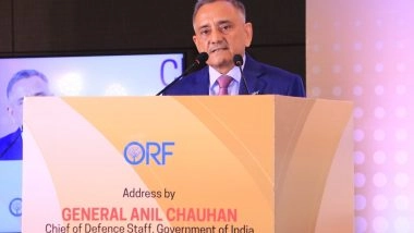 World News | CDS Gen Anil Chauhan Launches ORF's Foreign Policy Survey 2024, Highlights Rising Youth Concern over China Challenge