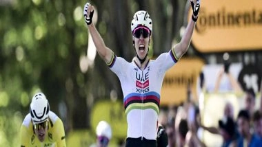 Sports News | Tour De France: Tadej Pogacar Outguns Mathieu Van Der Poel, Jonas Vingegaard on Stage 4 to Notch 100th Pro Win