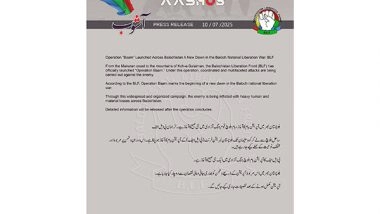 World News | BLF Launches 'Operation Baam': 17 Coordinated Attacks Rock Balochistan