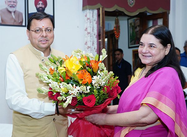 India News | Maneka Gandhi Meets Uttarakhand CM Dhami at His Official Residence