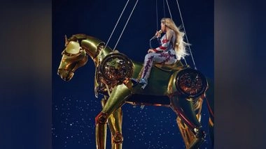 Entertainment News | Beyonce Rides  Mechanical Gold Horse During Her Cowboy Carter Tour in Atlanta