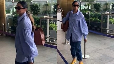 Entertainment News | Airport Diaries: Deepika Padukone Stuns in a Chic Oversized Shirt, Flashes a Smile as She Heads to Catch Flight
