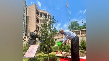 World News | EAM Jaishankar Plants Pomegranate Sapling in China, Interacts with Indian Embassy Officials