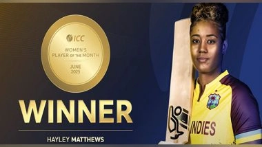 Sports News | West Indies Skipper Hayley Mathews Wins ICC Women's Player of the Month for Fourth Time