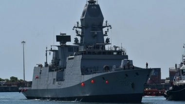 India News | Tamil Nadu: Indian Navy's Next-gen Stealth Frigate INS Nilgiri Docks at Chennai.