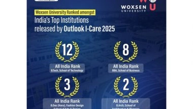 Business News | Woxsen University Ranks Among India's Top Institutions in Architecture, Design, Business, and Technology in Outlook-ICARE Rankings 2025
