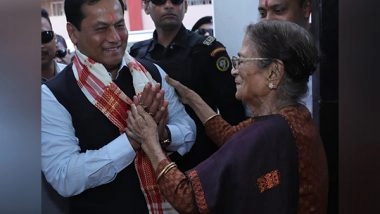 India News | Union Minister Sonowal Meets Senior BJP Leader Bijoya Chakraborty, Wishes Her Good Health