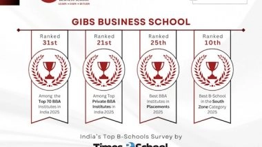 Business News | GIBS Business School, Bangalore Achieves National Recognition in Times BBA Education Ranking Survey 2025