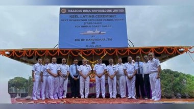 India News | Keel Laid for First Next-gen Offshore Patrol Vessel of ICG at MDL Mumbai