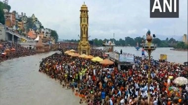 India News | Massive Crowd Gathers in Haridwar City to Take a Dip in Holy Ganga for 'Shravan' Shivratri