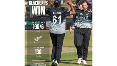 Sports News | Ish Sodhi Joins Elite Club with 150 T20I Wickets as New Zealand Crush Zimbabwe in Harare