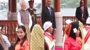 World News | PM Modi Accorded 21-gun Salute in Male; Maldives Prez Joins in Ceremonial Welcome