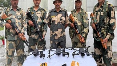 India News | BSF Recover Four Drones with Heroin, Pistol Along Punjab Border