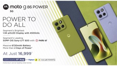 Business News | Motorola Launches Moto G86 Power with Segment-Best 1.5K POLED, 50MP OIS Camera, Dimensity 7400, 6720mAh Battery at Rs. 16,999