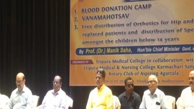 India News | Tripura CM Manik Saha Attends Blood Donation Camp at TMC Hospital in Agartala