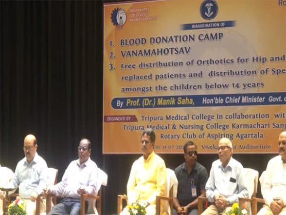 India News | Tripura CM Manik Saha Attends Blood Donation Camp at TMC Hospital in Agartala