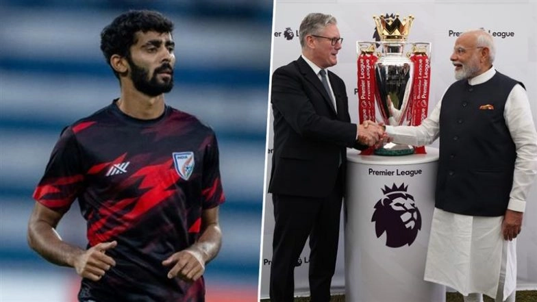 'Sir Thoda Indian Football Bhi Dekh Lo' Footballer Akash Mishra Requests PM Narendra Modi On 'X' As He Clicks Picture With British PM Keir Starmer in Front of Premier League Trophy