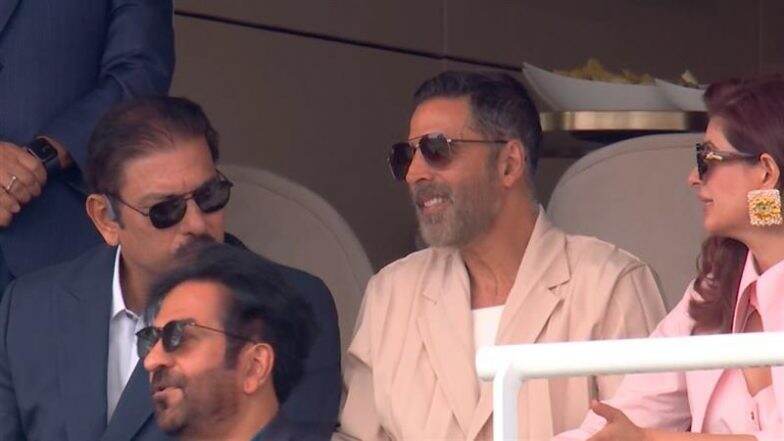 Akshay Kumar, Wife Twinkle Khanna Attend Day 5 of IND vs ENG 3rd Test 2025 at Lord's Cricket Ground Alongside Commentator Ravi Shastri (See Pic)