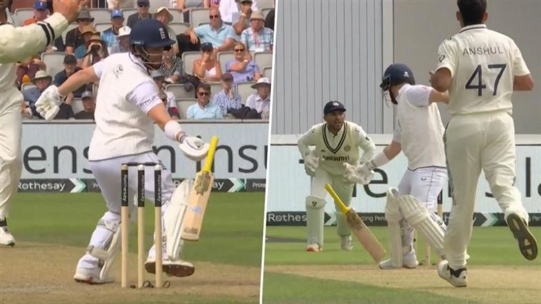 Ben Duckett Almost Drops His Bat Onto His Stumps As He Loses Control After Facing Anshul Kamboj’s Delivery During IND vs ENG 4th Test 2025 (Watch Video)