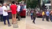 Accident Caught on Camera in Chhatrapati Sambhajinagar: Speeding Car Rams Into People Outside Kala Ganpati Temple in CIDCO Area, 5 Injured; Terrifying Videos Surface