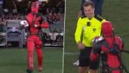 Deadpool Delivering Ball! Man Dressed As Popular Marvel Comic Character Hands Football to Referee Ahead of Wrexham vs Melbourne Victory Pre-Season Friendly 2025 (Watch Video)
