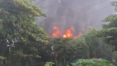 MIDC Fire: Massive Blaze Erupts at Aerosol Garment Company in Thane’s Dombivli (Watch Video)