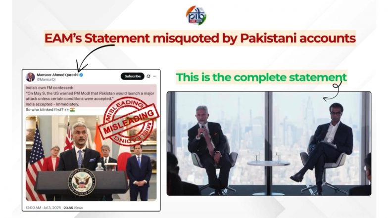 PIB Fact Check Reveals Truth As Pakistani Accounts Misquote S Jaishankar's Op Sindoor Statement