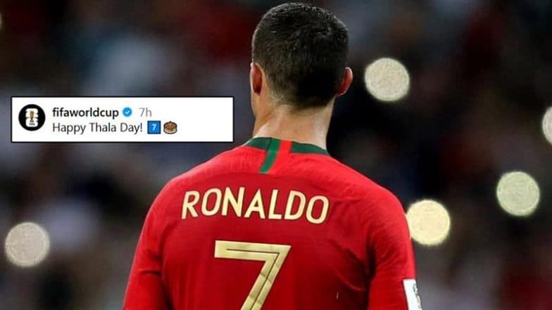 FIFA World Cup Shares 'Happy Thala Day' Wish on MS Dhoni’s 44th Birthday, Posts Pics of Cristiano Ronaldo and Other Iconic Footballers Wearing Jersey No 7