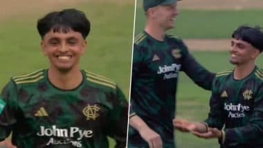 17-Year-Old Farhan Ahmed Takes Hat-Trick, Scalps Five-Wicket Haul in Notts Outlaws’ Victory Over Lancashire Lightning in Vitality T20 Blast 2025 (Watch Video)
