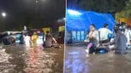Gurugram Waterlogging Videos: Incessant Rain Turns Roads Into Streams; Drivers Seen Pushing Vehicles Through Waterlogged Streets, Truck Plunges Into Ditch