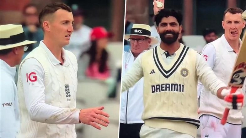 Harry Brook Left Stranded By A Celebrating Ravindra Jadeja and Washington Sundar As Star England Cricketer Pushes For A Handshake Asking Draw During IND vs ENG 4th Test 2025 (Watch Video)