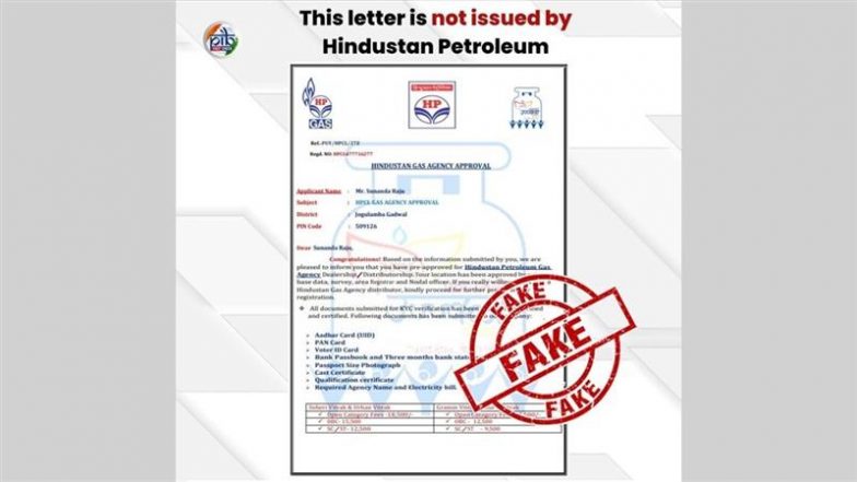Did Hindustan Petroleum Issue Approval Letter To Provide LPG Agency Dealership? PIB Fact Check Reveals the Truth