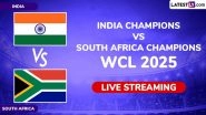 WCL 2025 Live Streaming in India: Watch India Champions vs South Africa Champions Online and Live Telecast of World Championship of Legends T20 Cricket Match