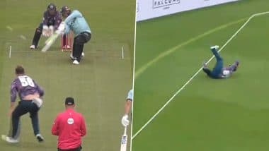 Kane Williamson Catch Video: Watch Star New Zealand Cricketer Show Amazing Footwork to Take Stunning Catch of Jason Roy During Middlesex vs Surrey Blast T20 Match