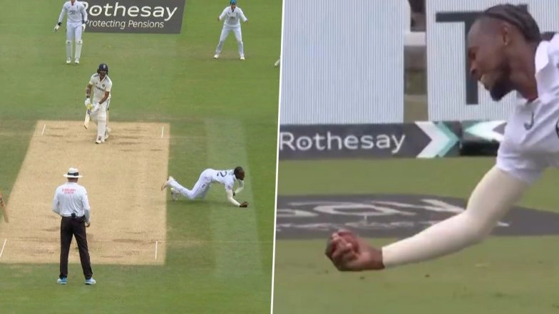 Jofra Archer Takes Superb One-Handed Catch off His Own Bowling To Dismiss Washington Sundar During IND vs ENG 3rd Test 2025 (Watch Video)