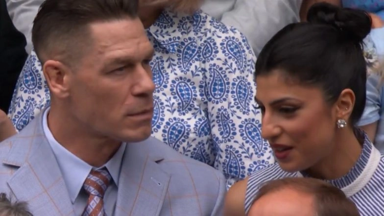 John Cena Attends Wimbledon 2025, WWE Undisputed Champion Spotted Enjoying Tennis Alongside Wife Shay Shariatzadeh (Watch Video)