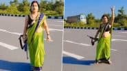 Kannauj: Woman Brandishes Rifle in Broad Daylight on Highway in Uttar Pradesh While Recording Reel, Video Goes Viral