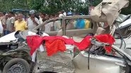 Kushinagar Road Accident: 4 Devotees Killed As Speeding Car Rams Into Tractor-Trolley in Uttar Pradesh (Watch Video)