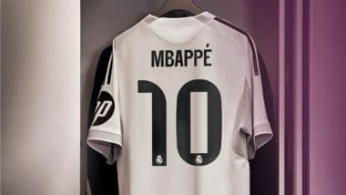 First Look at Kylian Mbappe Number 10 Jersey: Real Madrid Releases Initial Glimpse of Star French Forward's New Kit (See Pic)