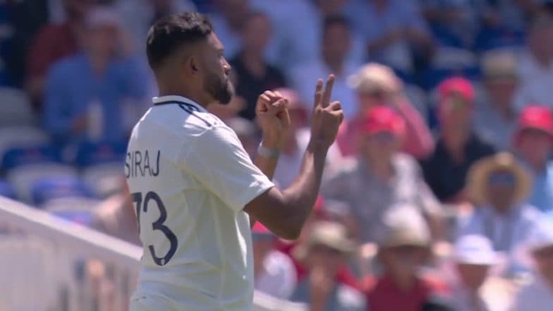 Mohammed Siraj Pays Tribute to Diogo Jota, Gestures Late Liverpool Star’s Jersey Number '20' After Dismissing Jamie Smith in IND vs ENG 3rd Test 2025 (Watch Video)