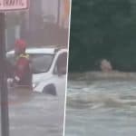 New Jersey Flash Floods: Man Hooked Up and Dunked in Water Before Being Pulled Out of Flooded Street in Scotch Plains, Governor Phil Murphy Declares State of Emergency Amid Flash Flooding (Watch Video)