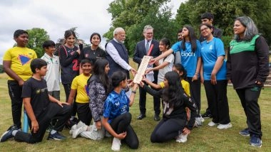 PM Narendra Modi Gifts Bat Signed By India's 2024 T20 World Cup-Winning Team Members to Young Cricketers From Buckinghamshire Street Cricket Hubs During UK Visit