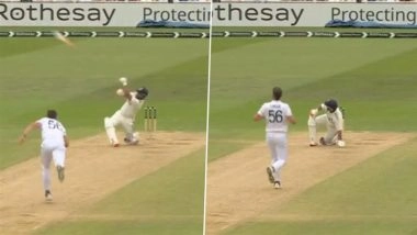 Rishabh Pant Sends His Bat Flying! Star Indian Wicketkeeper-Batter Loses Grip of His Willow While Trying to Hit Boundary During IND vs ENG 2nd Test 2025 (Watch Video)