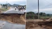Rajasthan: Newly Built Road Gets Washed Away Before Inauguration in Jhunjhunu Following Heavy Rainfall in State, Video Surfaces