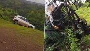 Satara: Car Plunges Into the Valley As Driver Clicks Photos While Sitting Inside Vehicle in Maharashtra's Sadawaghapur Area, Disturbing Videos Surface