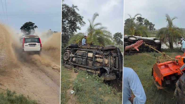 Scorpio Accident Caught on Camera Rivals Rohit Shetty’s Wildest Stunts! Watch Naveen Khare’s Reels