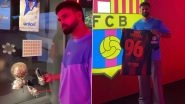 Shreyas Iyer Visits Camp Nou; Star Indian Cricketer Poses With Customised FC Barcelona Jersey (Watch Video)