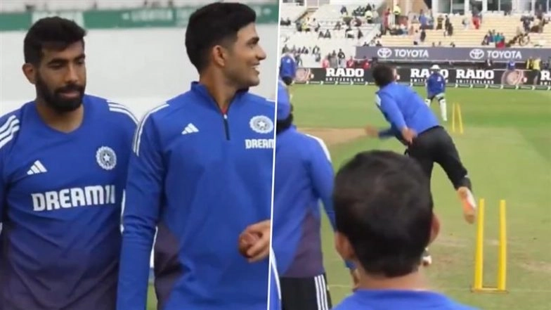 IND vs ENG 2nd Test 2025: 'Fir Ban Hi Ho Gaya Tu' Jasprit Bumrah Banters With Shubman Gill As Team India Captain Tries His Hands At Bowling Spin In Practice (Watch Video)